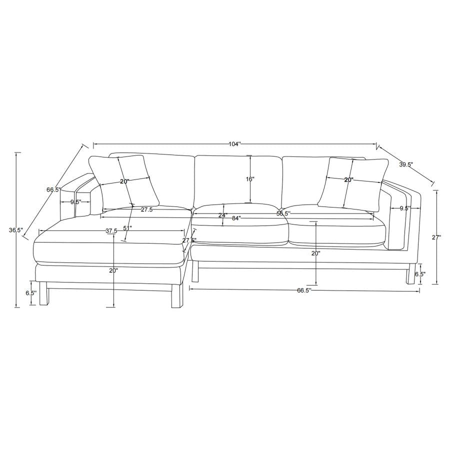 Geneva Boucle Upholstered Sectional Chaise Sofa Sand 551777 - Venini Furniture 
