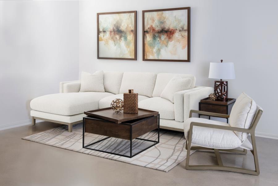 Geneva Boucle Upholstered Wood Arm Accent Chair Sand 907509 - Venini Furniture 