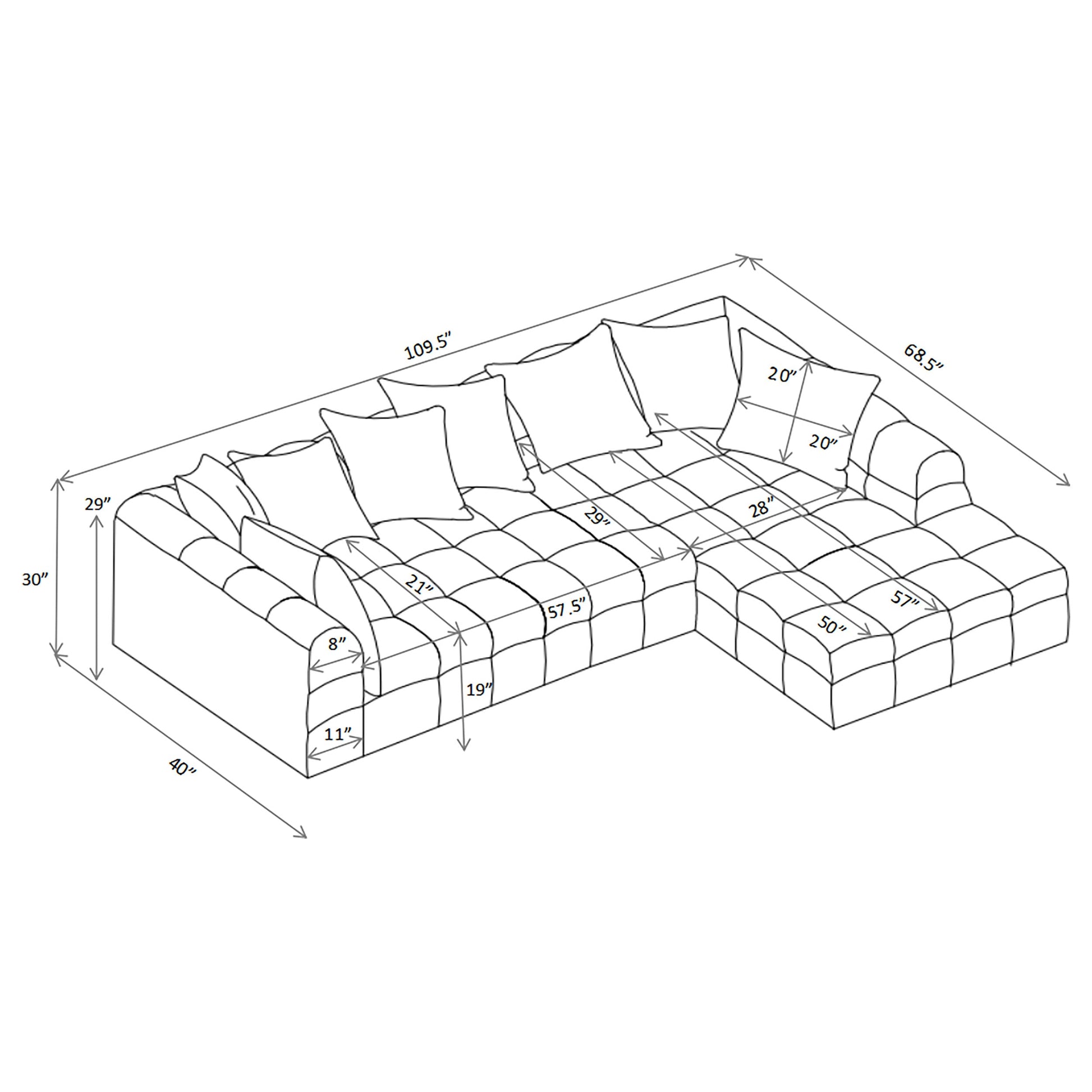 Amara 2-Piece Upholstered Sectional Sofa 551911-SETB - Venini Furniture 