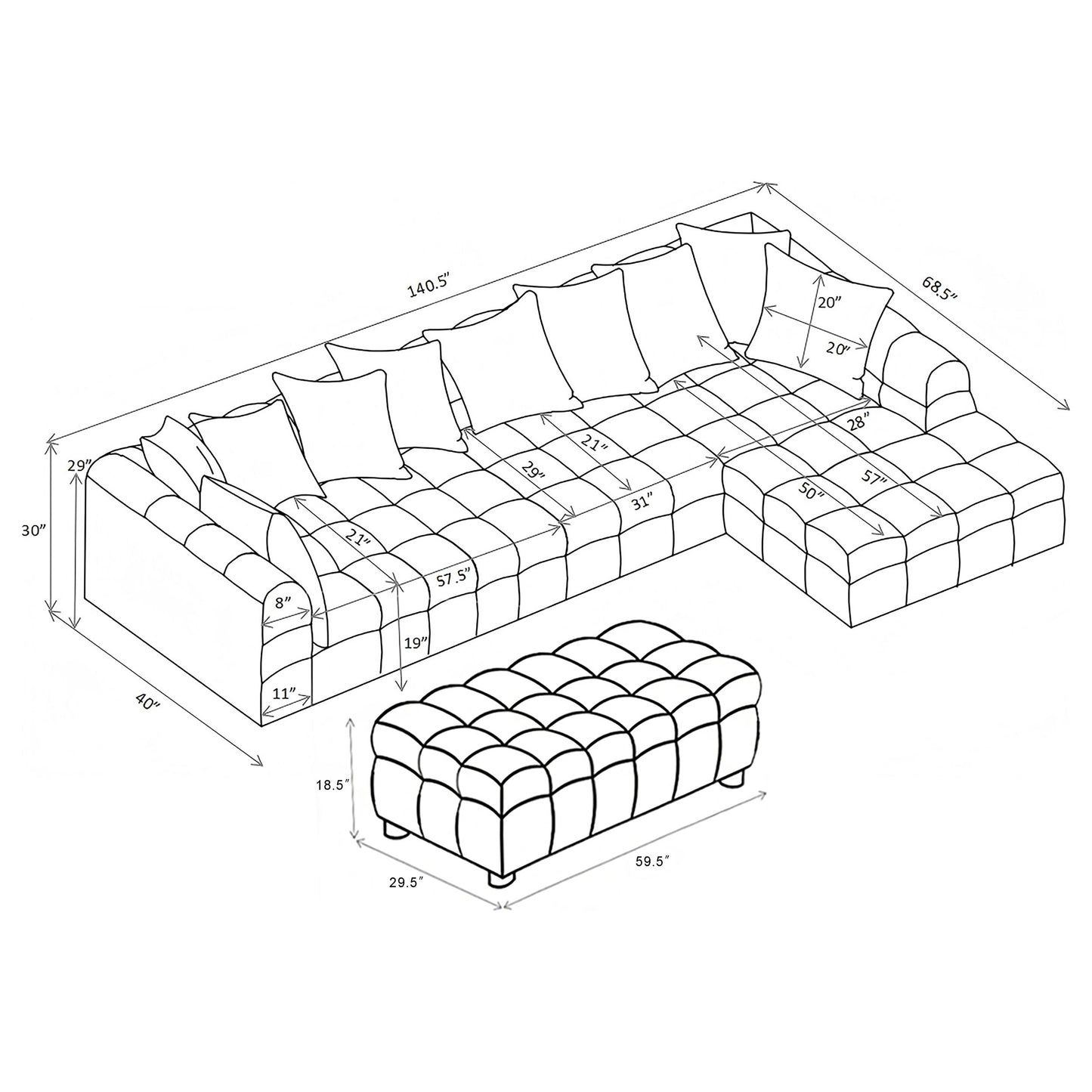 Amara 4-Piece Upholstered Sectional Sofa 551911-SET