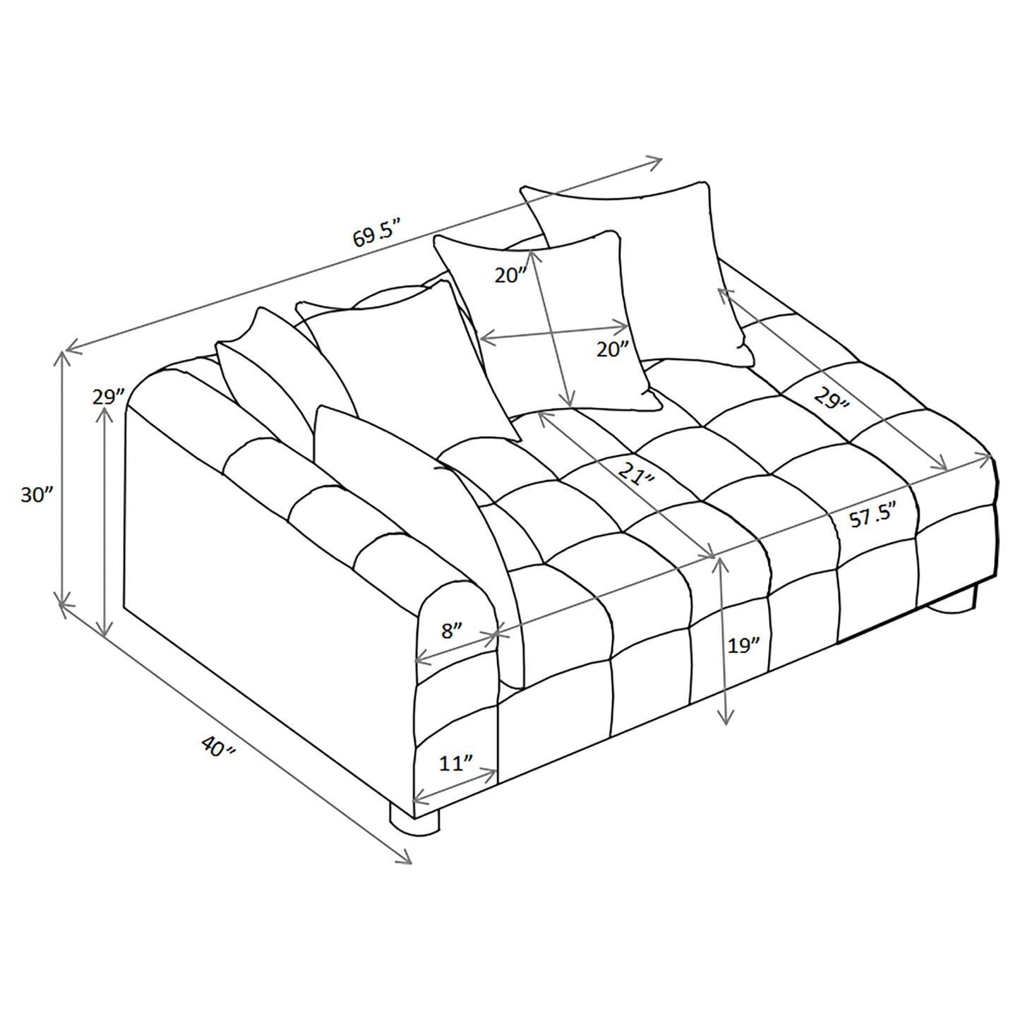 Amara Upholstered LAF Loveseat 551914LAF