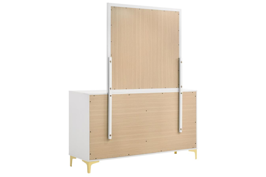 Kendall 6-drawer Dresser with Mirror White 224403M - Venini Furniture 