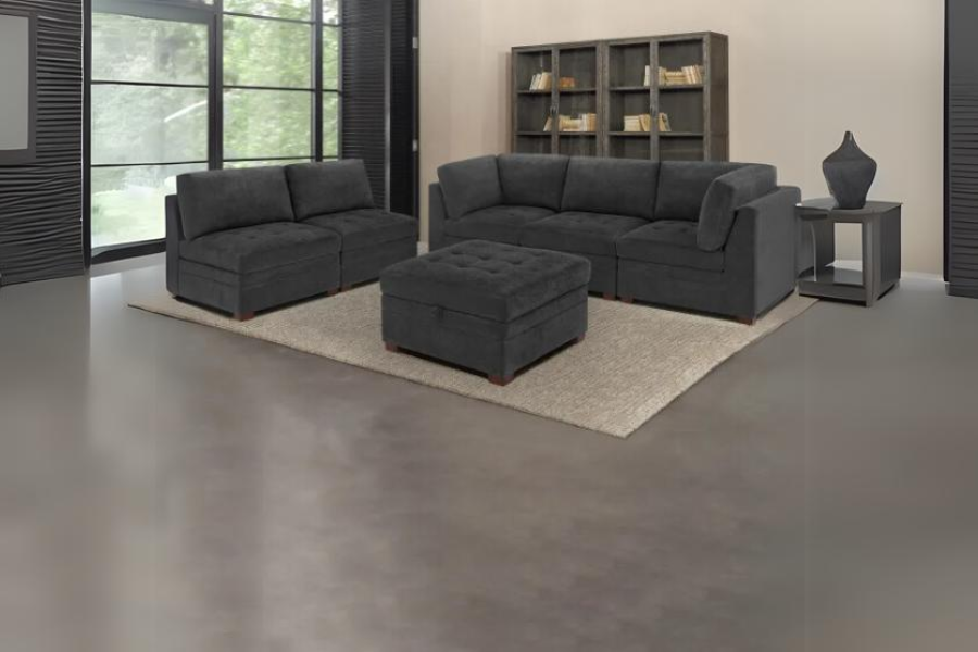 Thomasville Tisdale Fabric Sectional with Storage Ottoman Floor Model