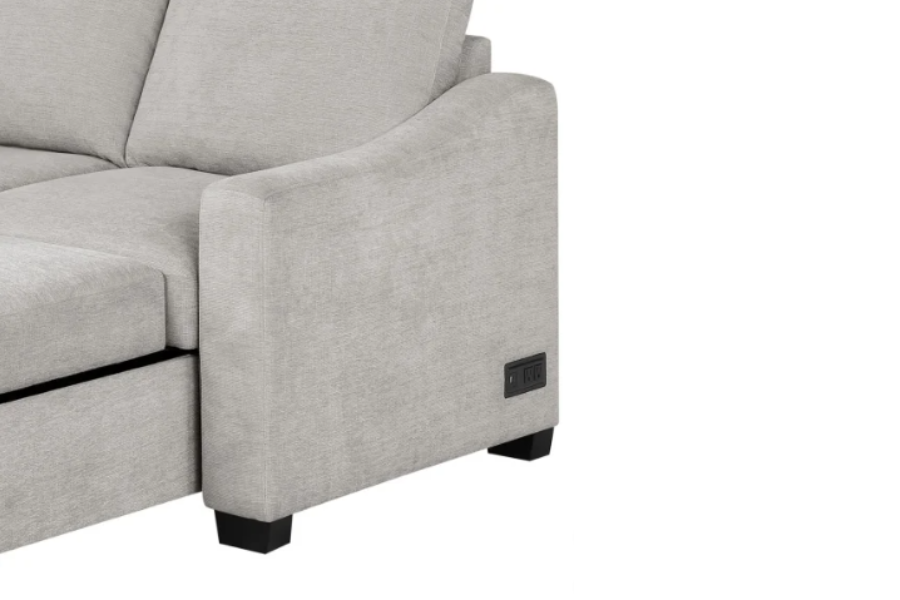 Coddle Aria Fabric Sleeper Sofa with Reversible Chaise and Storage, Beige