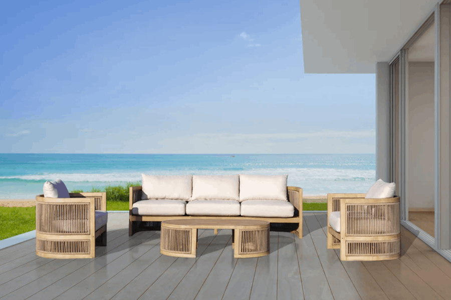 Panama Jack Cabo 4-Piece Sofa Seating Set SKU:PJO-4401-NAT-4PS