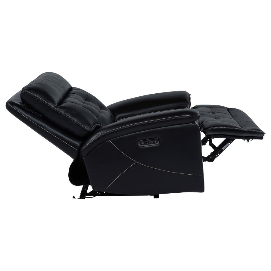 Hewitt Leather Upholstered Dual Power Recliner Chair Black