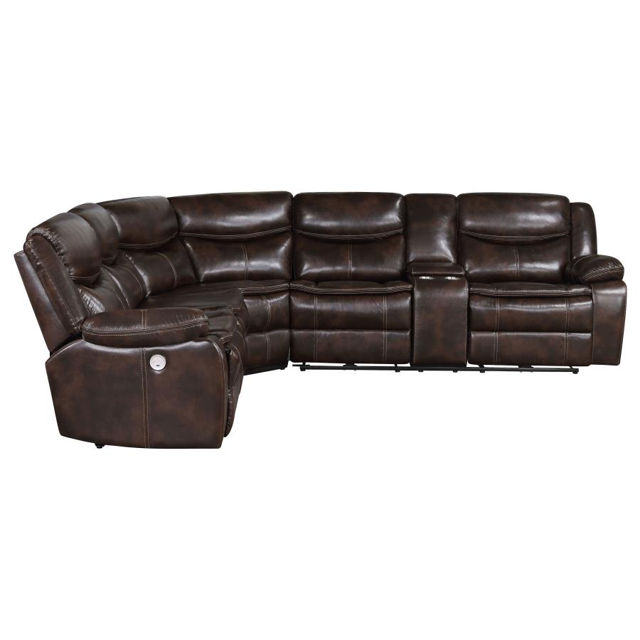 Sycamore Upholstered Power Reclining Sectional Sofa Grey - Venini Furniture 