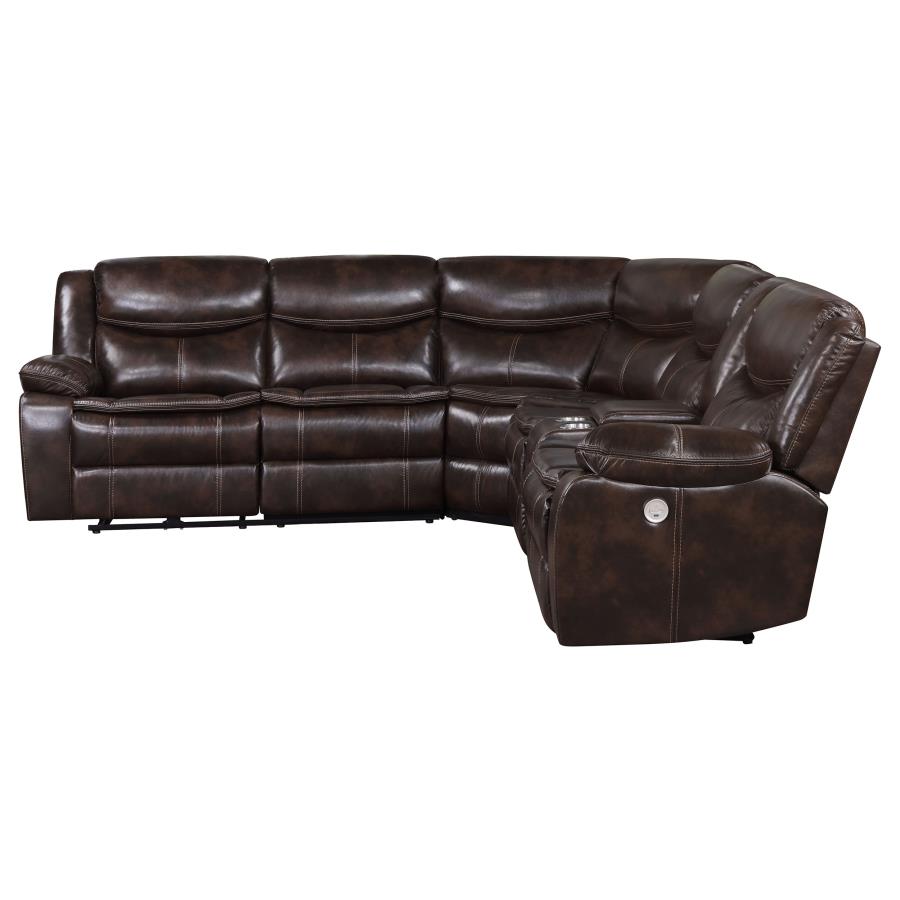 Sycamore Upholstered Power Reclining Sectional Sofa Grey - Venini Furniture 