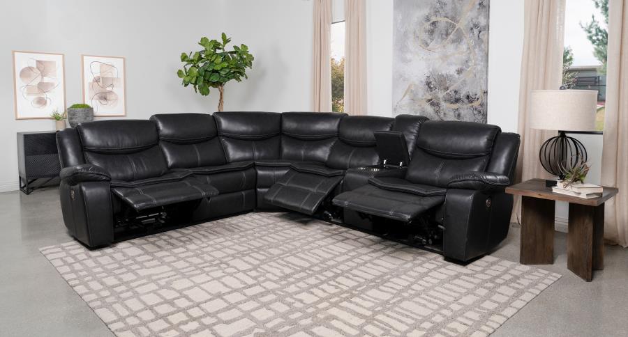 Sycamore Upholstered Power Reclining Sectional Sofa Grey - Venini Furniture 