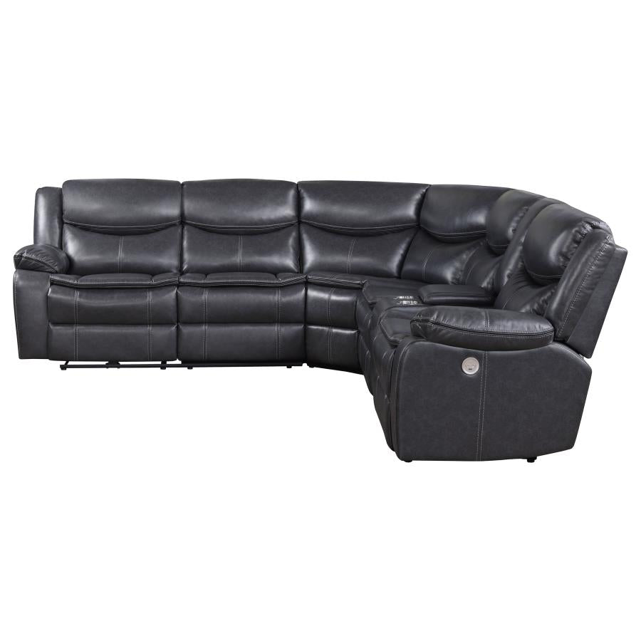 Sycamore Upholstered Power Reclining Sectional Sofa Grey - Venini Furniture 