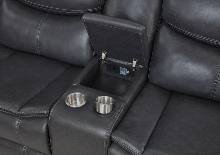 Sycamore Upholstered Power Reclining Sectional Sofa Grey - Venini Furniture 