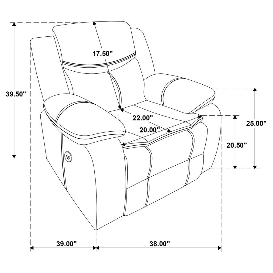 Sycamore Upholstered Power Recliner Chair - Venini Furniture 