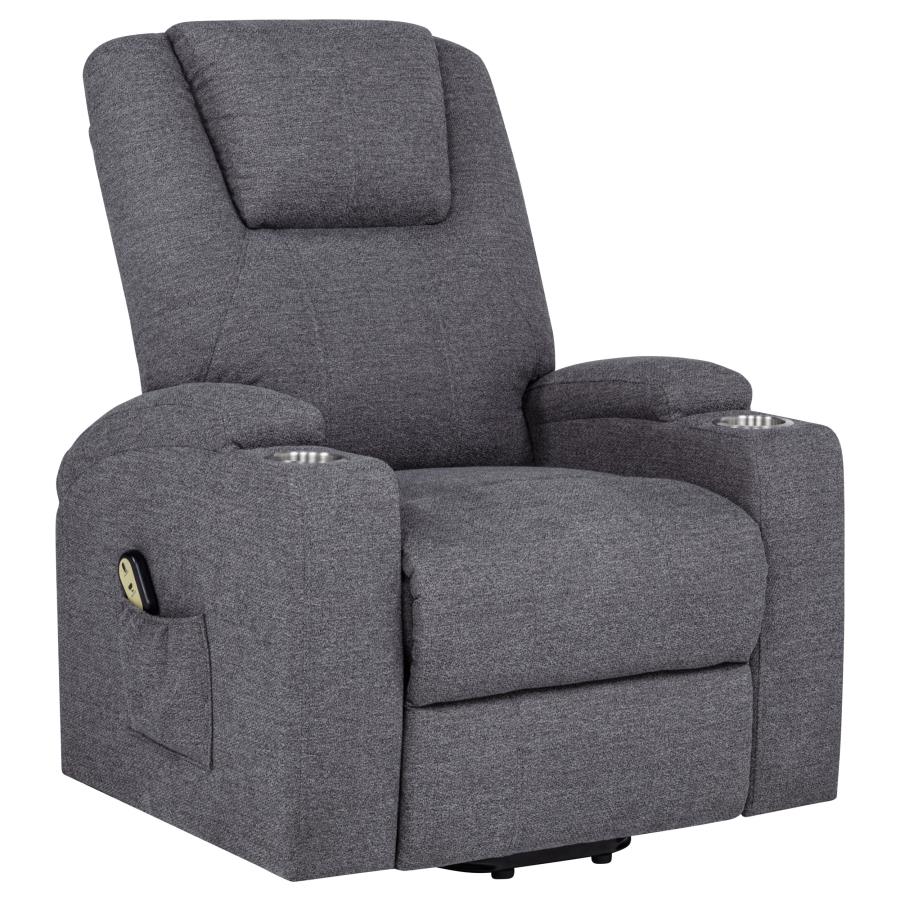 Louie Chenille Upholstered Power Lift Massage Chair Brown
