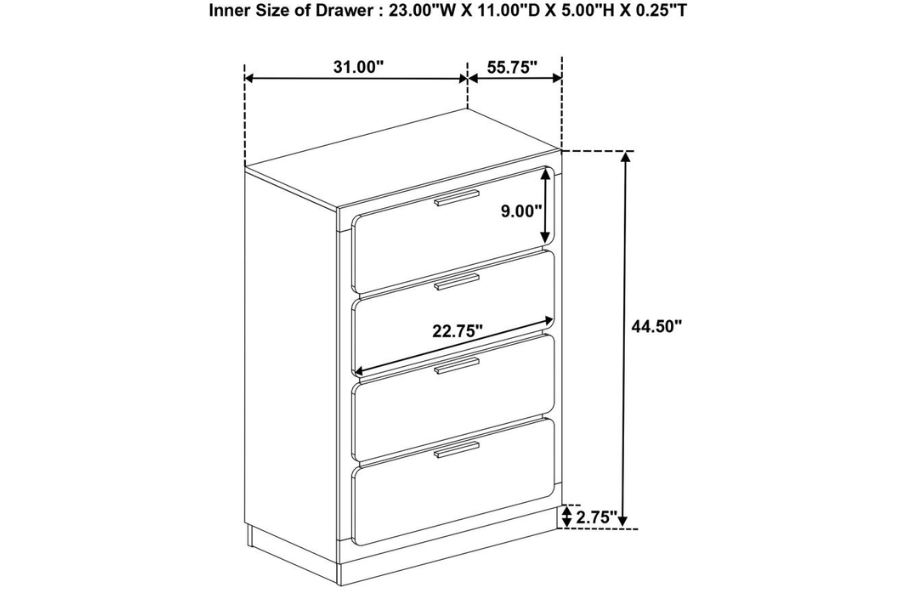 Caraway 4-drawer Bedroom Chest White