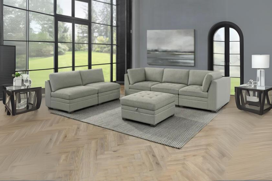 Thomasville Tisdale Fabric Sectional with Storage Ottoman Floor Model