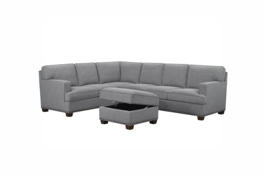 Thomasville Emilee Fabric Sectional with Storage Ottoman