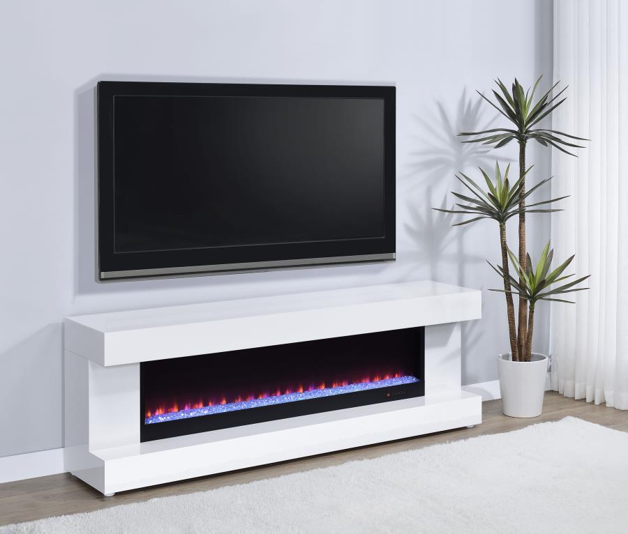 Mallory TV Stand Fireplace Console Bluetooth Speaker High Gloss