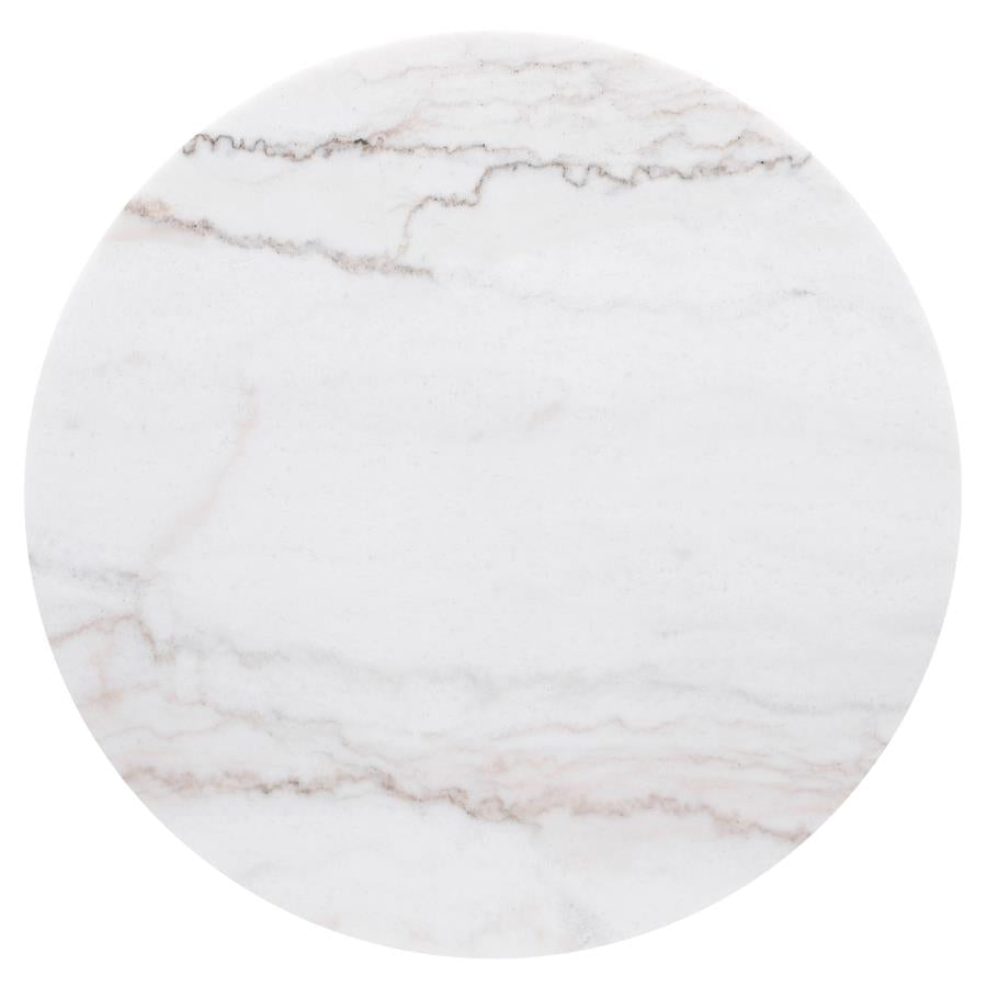 Jason Round Marble Top Side End Table White and Charcoal 710417 - Venini Furniture 