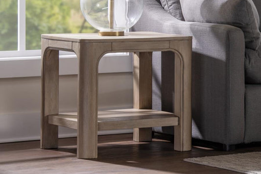 Solano Square Wood Side End Table with Shelf Weathered Mango 723487