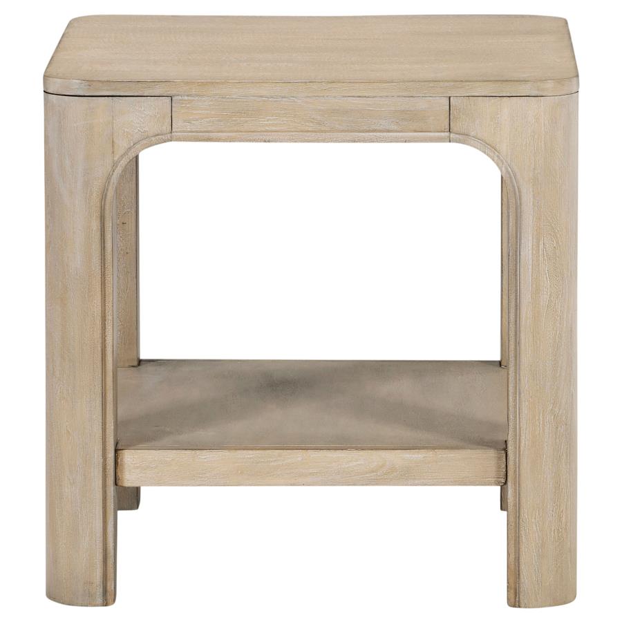Solano Square Wood Side End Table with Shelf Weathered Mango 723487