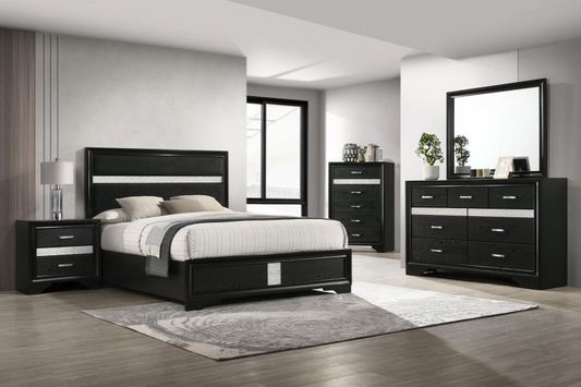 Miranda 54-inch Upholstered Panel Bed Black 206360 - Venini Furniture 
