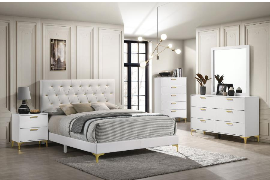 Kendall 6-drawer Dresser with Mirror White 224403M - Venini Furniture 