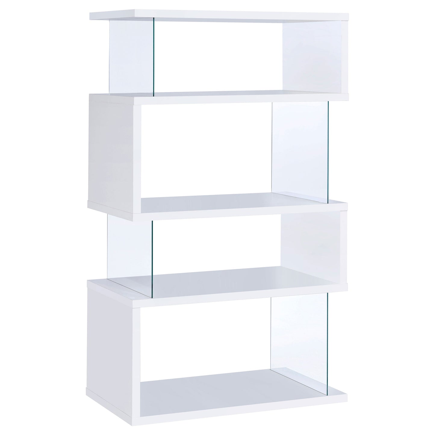 Emelle 63-inch 4-shelf Glass Panel Bookshelf White 800300
