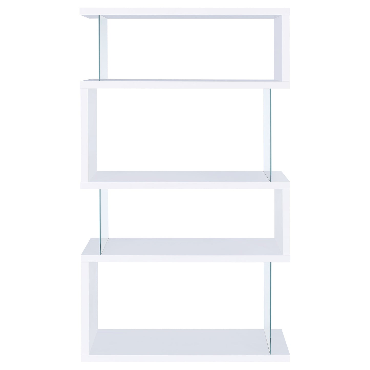 Emelle 63-inch 4-shelf Glass Panel Bookshelf White 800300