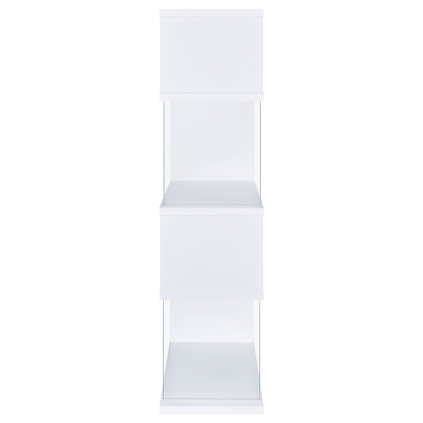 Emelle 63-inch 4-shelf Glass Panel Bookshelf White 800300