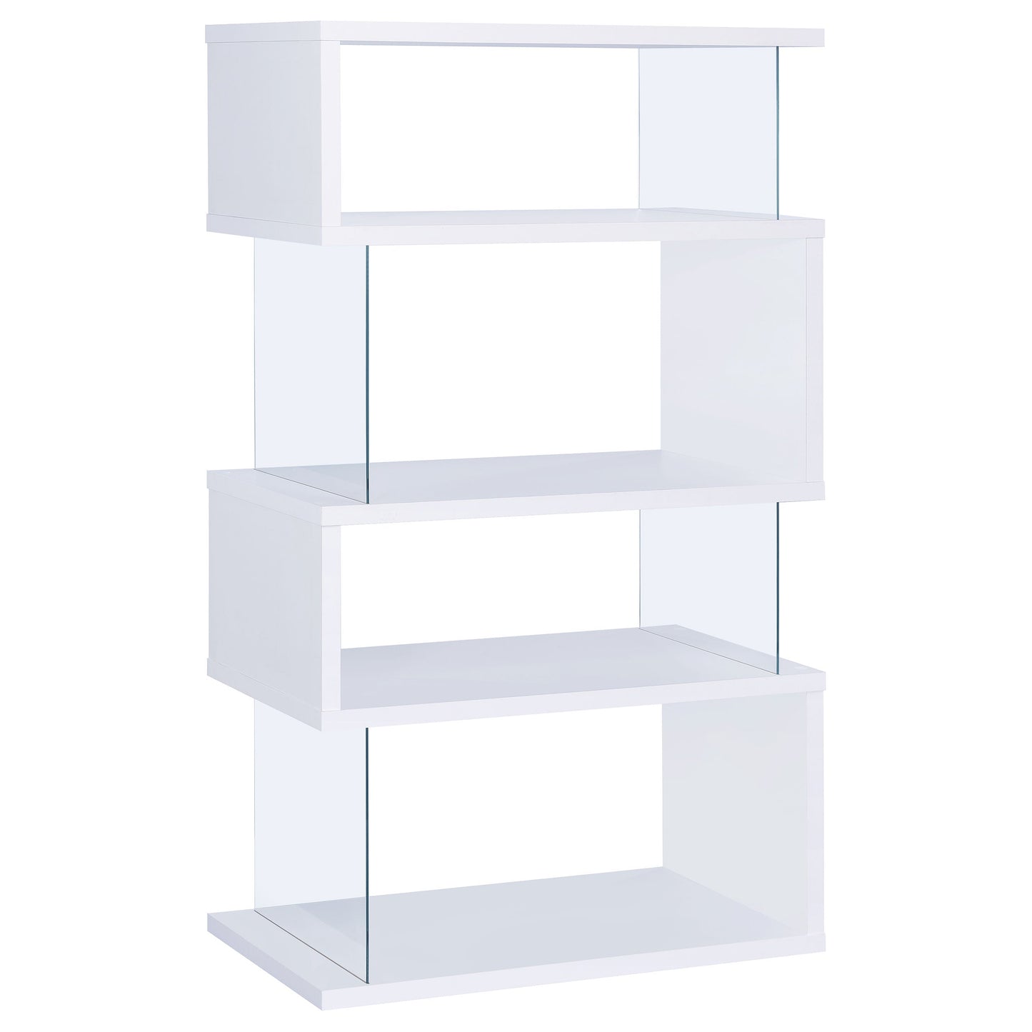Emelle 63-inch 4-shelf Glass Panel Bookshelf White 800300