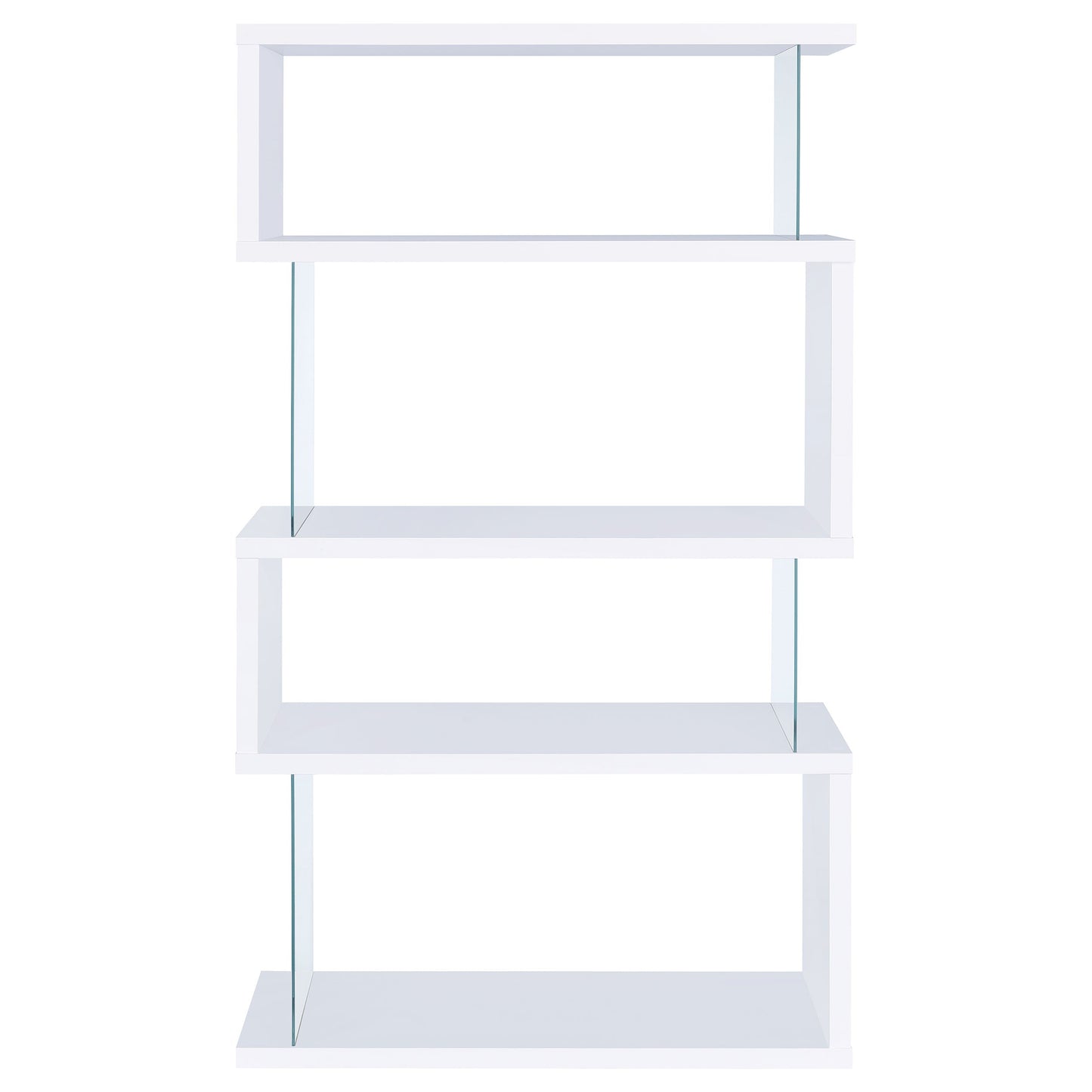Emelle 63-inch 4-shelf Glass Panel Bookshelf White 800300
