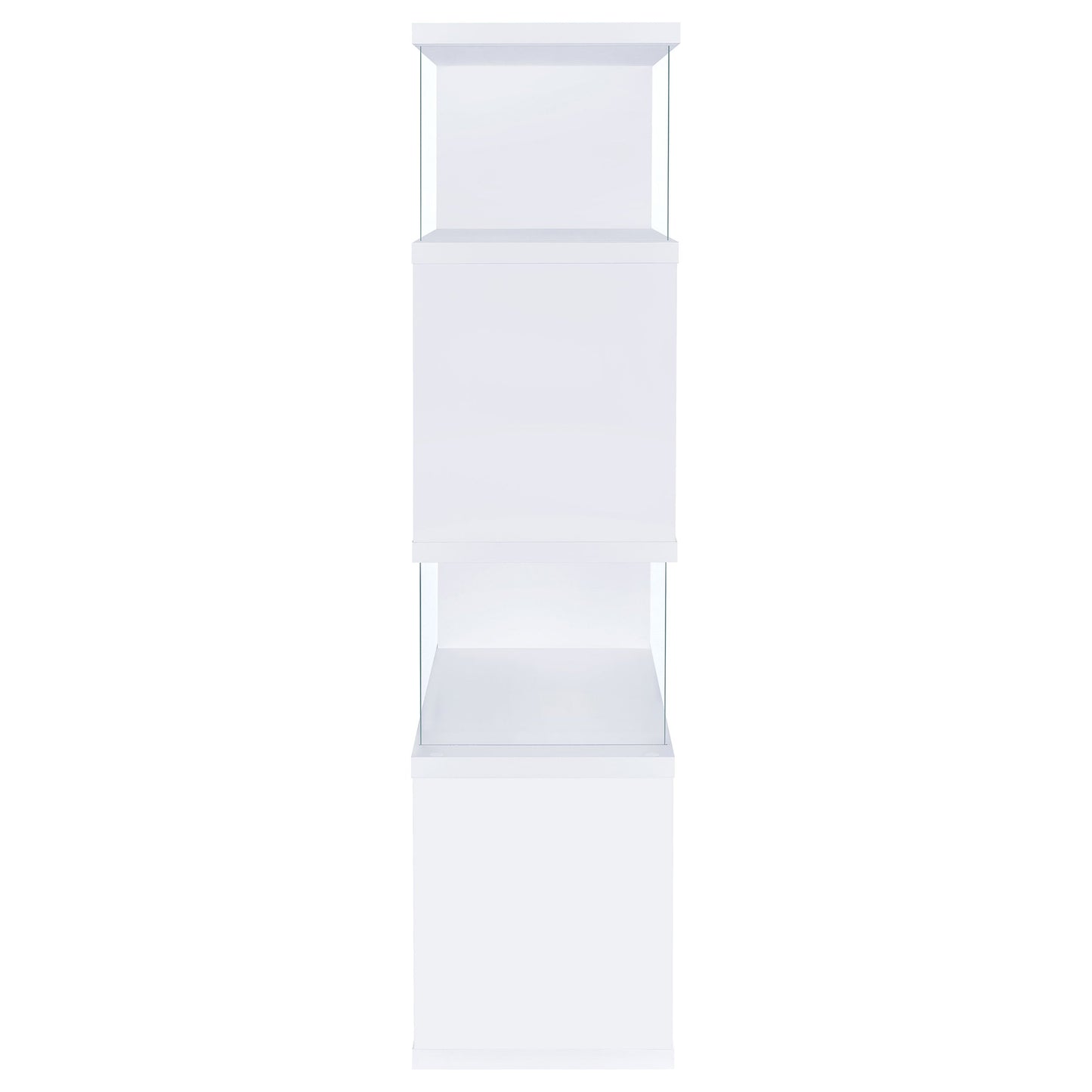Emelle 63-inch 4-shelf Glass Panel Bookshelf White 800300