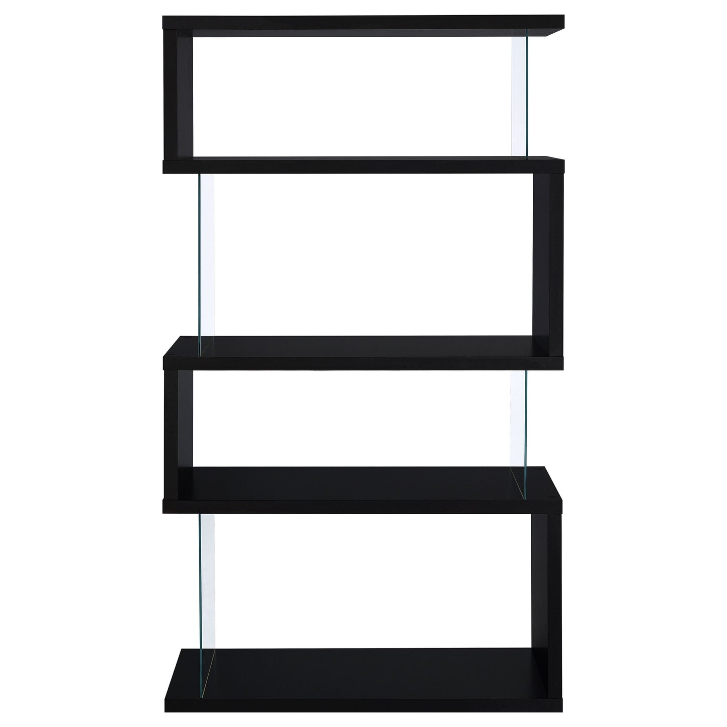 Emelle 63-inch 4-shelf Glass Panel Bookshelf Black 800340 - Venini Furniture 