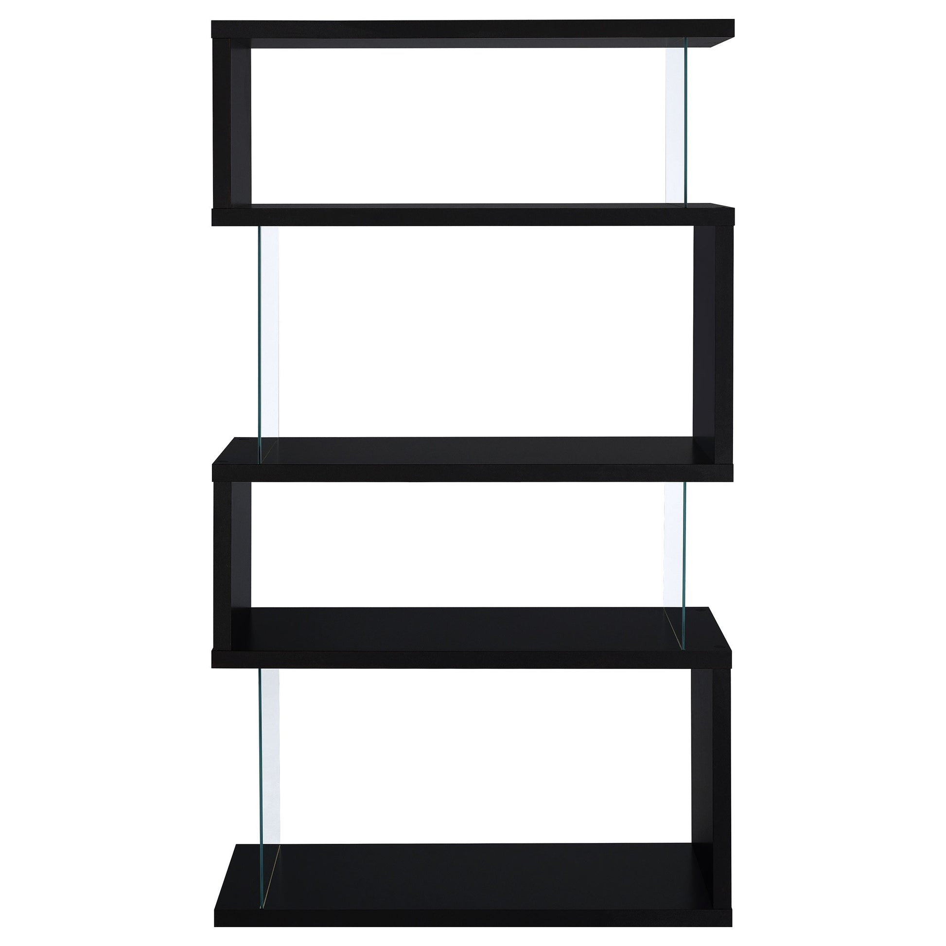 Emelle 63-inch 4-shelf Glass Panel Bookshelf Black 800340 - Venini Furniture 
