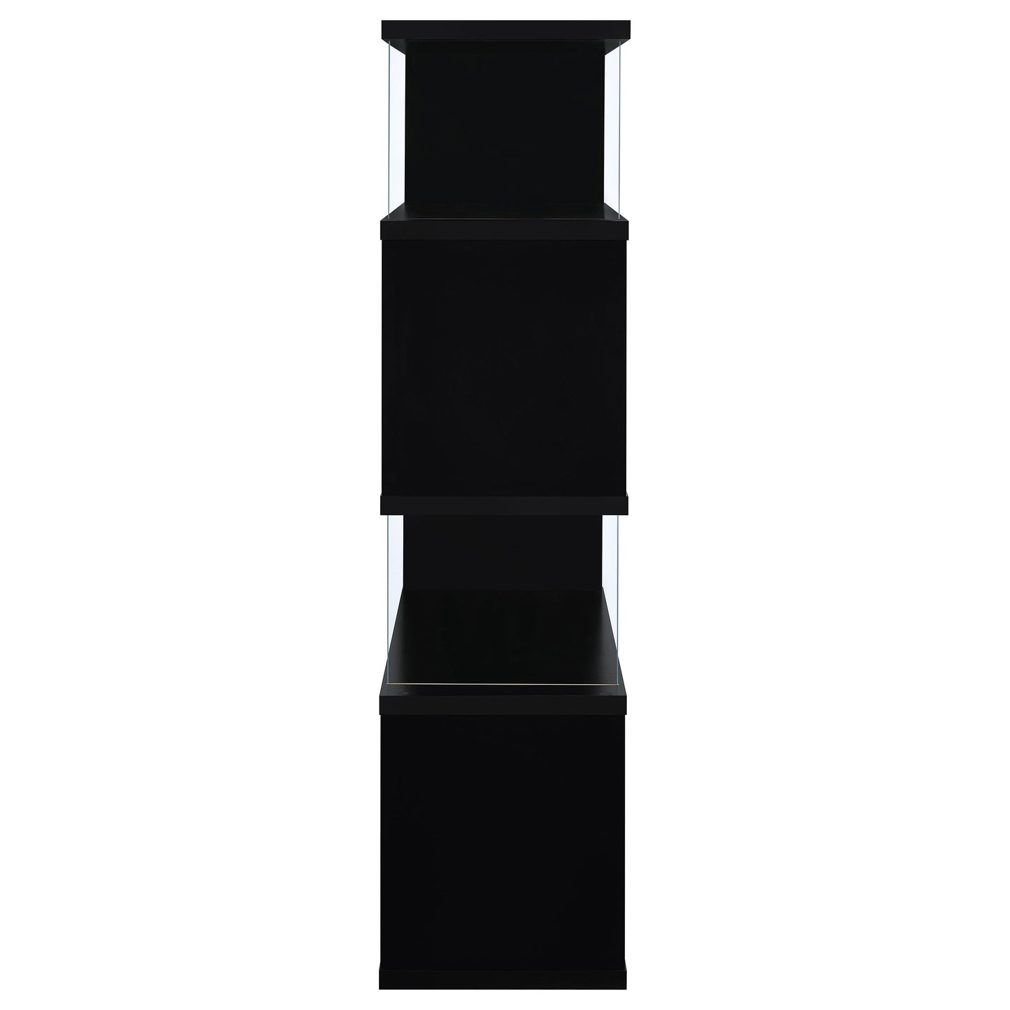 Emelle 63-inch 4-shelf Glass Panel Bookshelf Black 800340 - Venini Furniture 