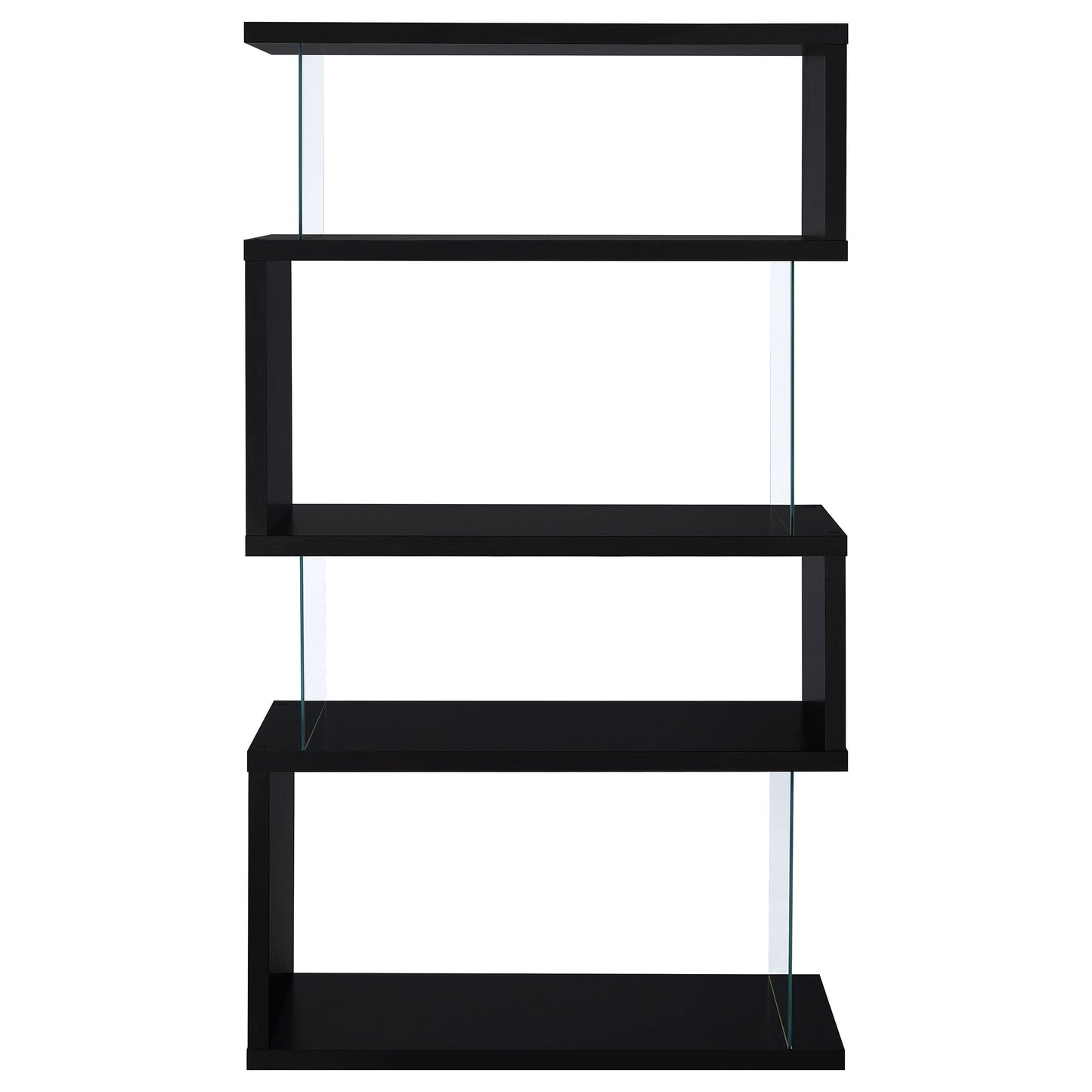 Emelle 63-inch 4-shelf Glass Panel Bookshelf Black 800340 - Venini Furniture 