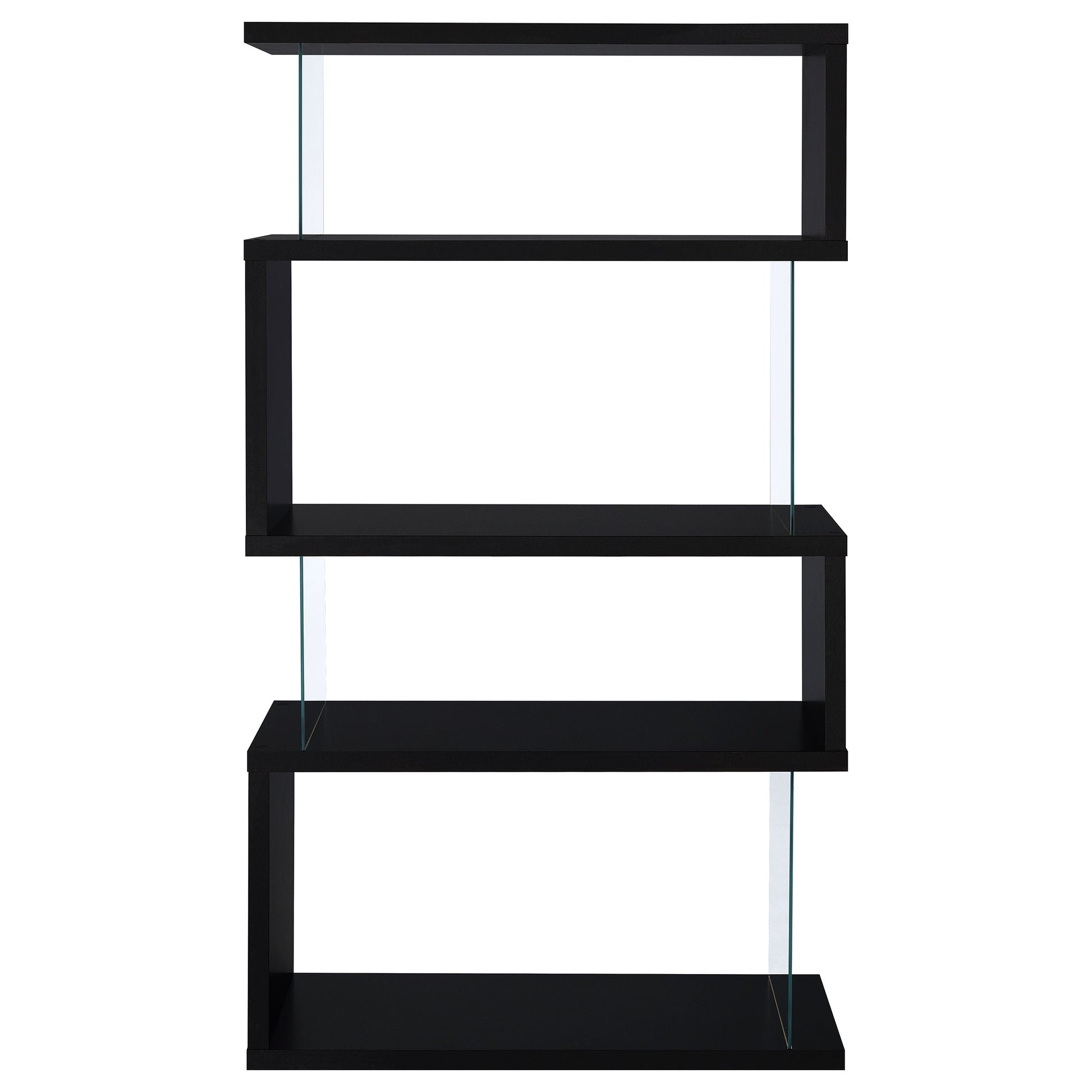 Emelle 63-inch 4-shelf Glass Panel Bookshelf Black 800340 - Venini Furniture 