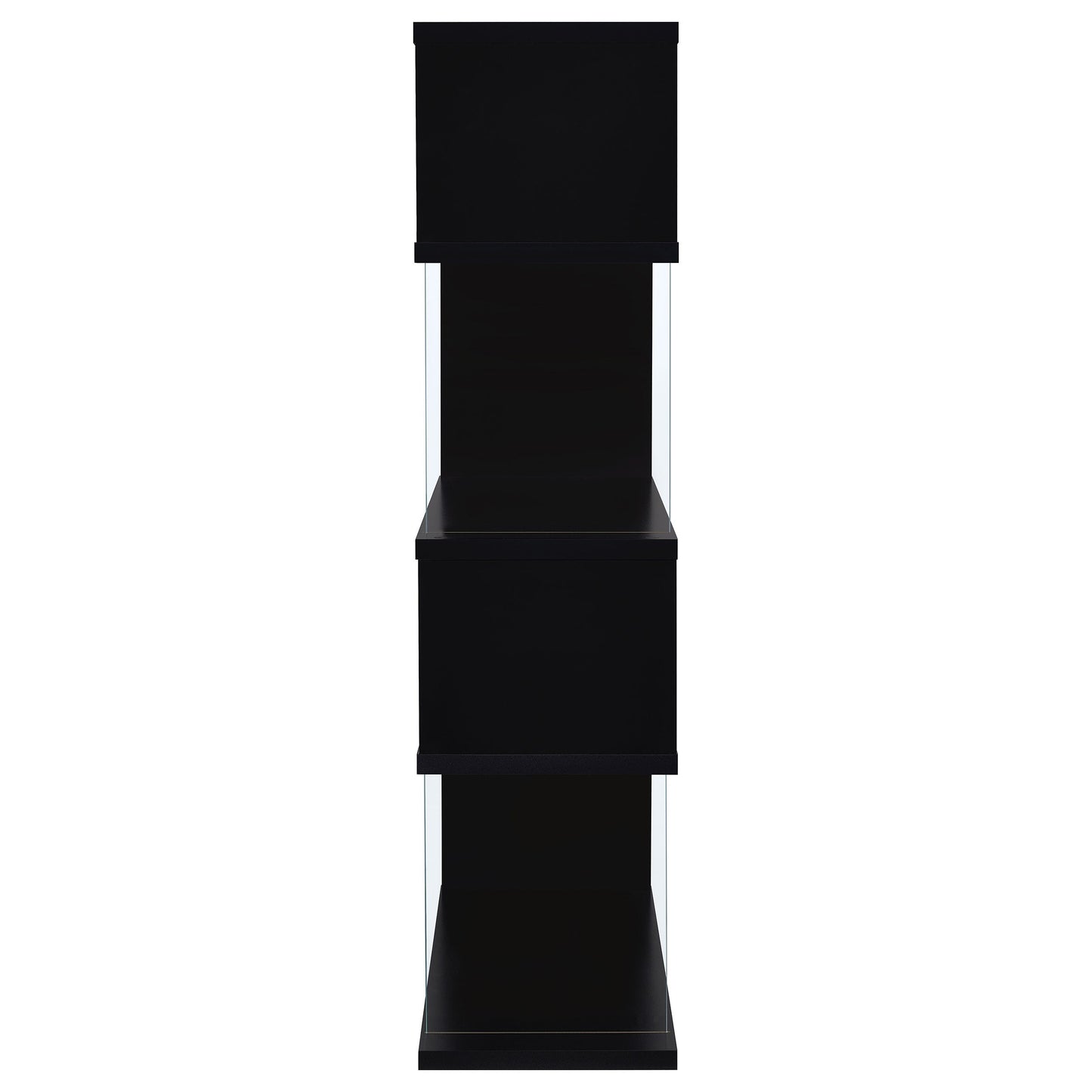 Emelle 63-inch 4-shelf Glass Panel Bookshelf Black 800340 - Venini Furniture 