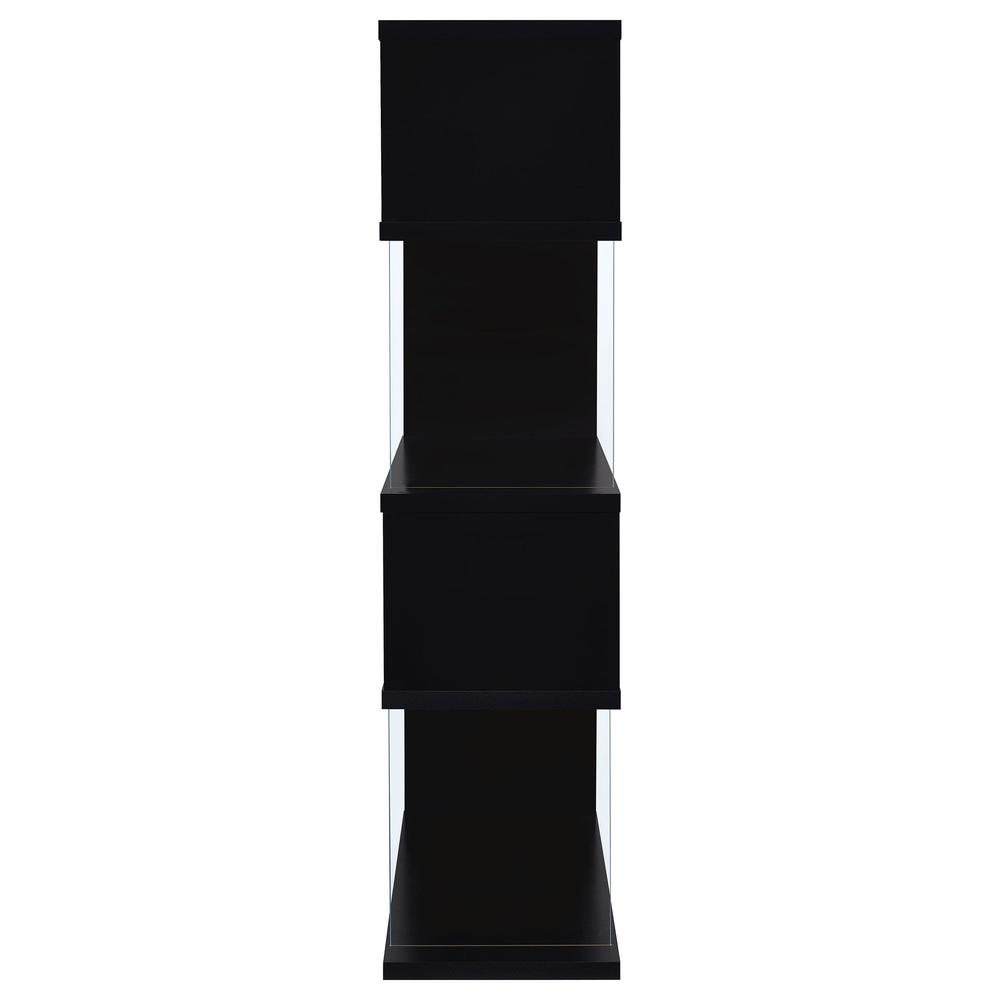 Emelle 63-inch 4-shelf Glass Panel Bookshelf Black 800340 - Venini Furniture 