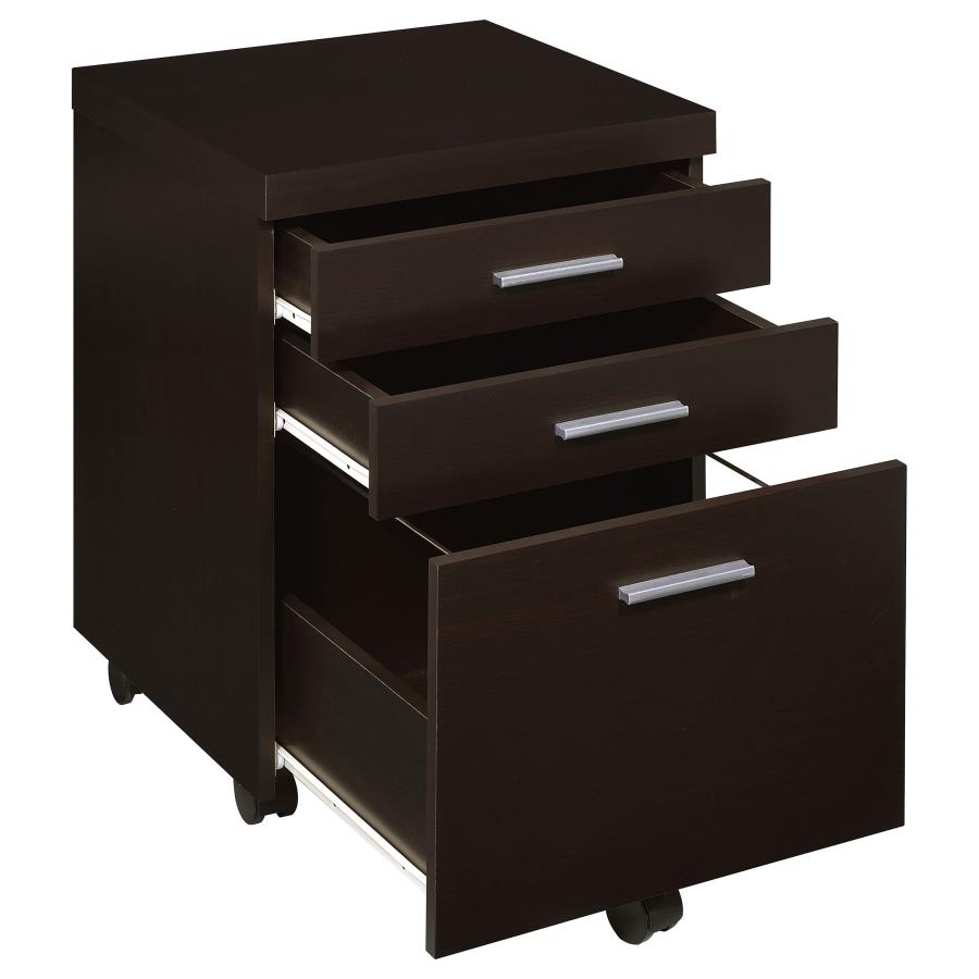 Skylar 3-drawer Home Office Mobile File Cabinet Cappuccino 800894 - Venini Furniture 