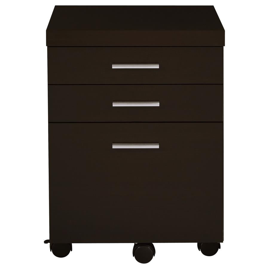 Skylar 3-drawer Home Office Mobile File Cabinet Cappuccino 800894 - Venini Furniture 
