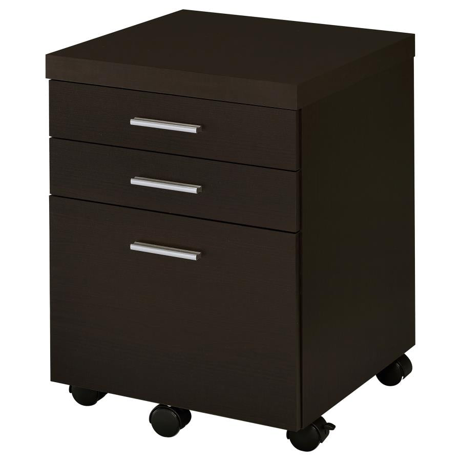 Skylar 3-drawer Home Office Mobile File Cabinet Cappuccino 800894 - Venini Furniture 