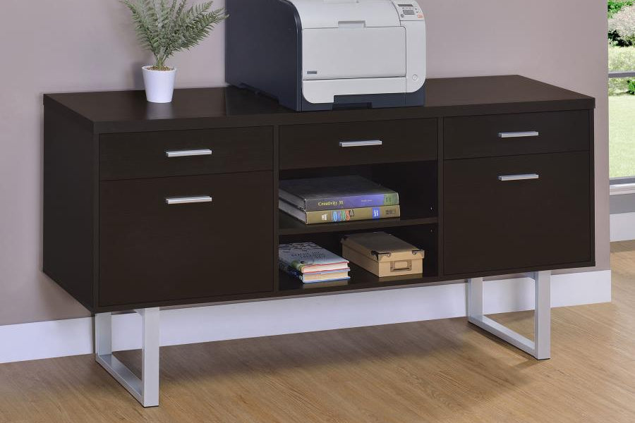 Lawtey 5-drawer Home Office Storage Credenza Cappuccino 801522 - Venini Furniture 