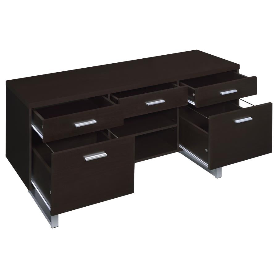 Lawtey 5-drawer Home Office Storage Credenza Cappuccino 801522 - Venini Furniture 