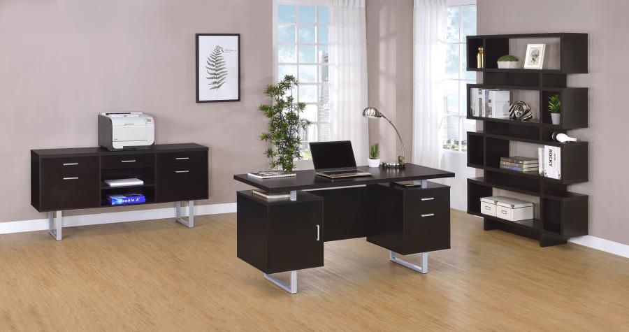 Lawtey 5-drawer Home Office Storage Credenza Cappuccino 801522 - Venini Furniture 