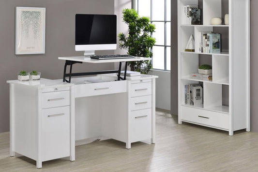 Dylan 60-inch 4-drawer Lift Top Office Desk White High Gloss