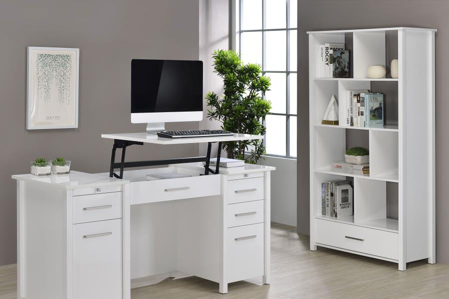 Dylan 68-inch 4-shelf Storage Bookshelf White High Gloss