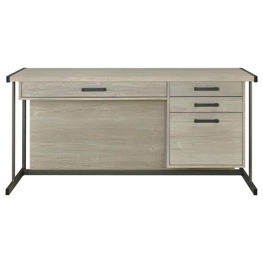 Loomis 60-inch 4-drawer Computer Desk Whitewashed Grey 805881 - Venini Furniture 