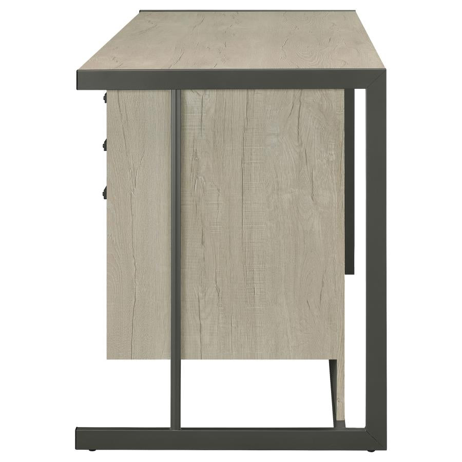 Loomis 60-inch 4-drawer Computer Desk Whitewashed Grey 805881 - Venini Furniture 