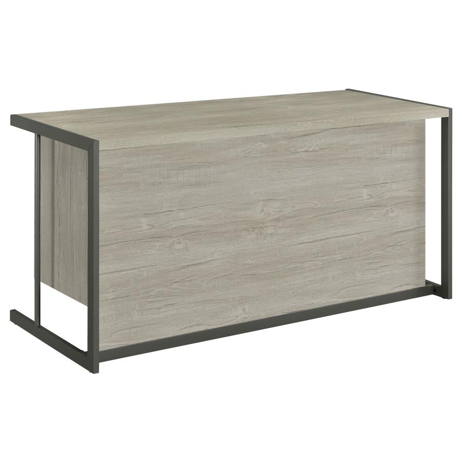 Loomis 60-inch 4-drawer Computer Desk Whitewashed Grey 805881 - Venini Furniture 